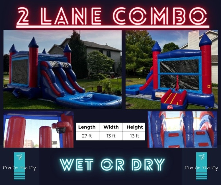 Two Lane Combo Bounce House (wet or dry)